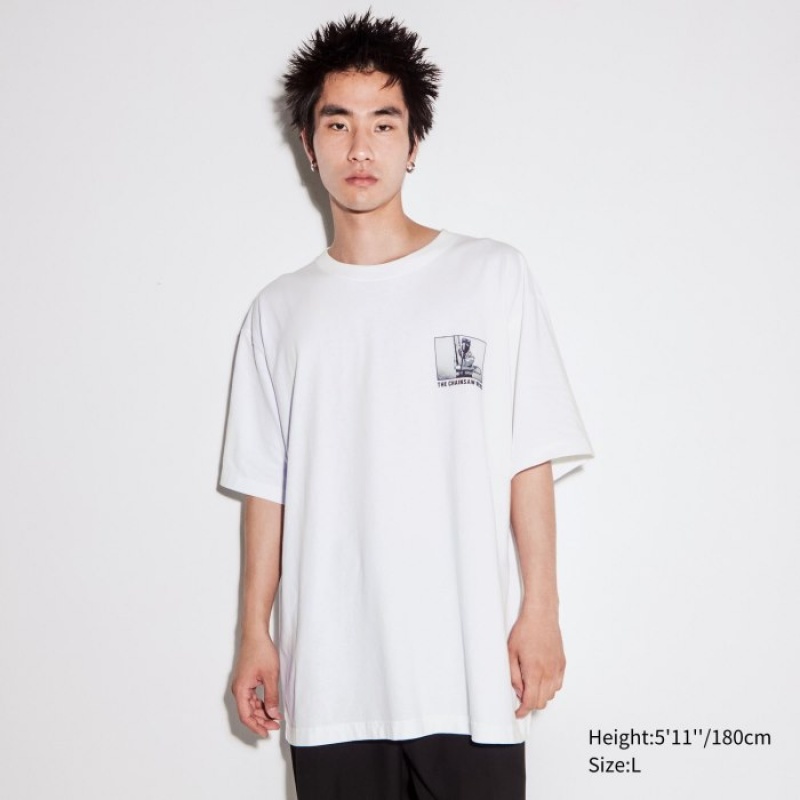 White Uniqlo Chainsaw Man × Kosuke Kawamura UT Oversized Short-Sleeve Denji Women T Shirts | 7204099
