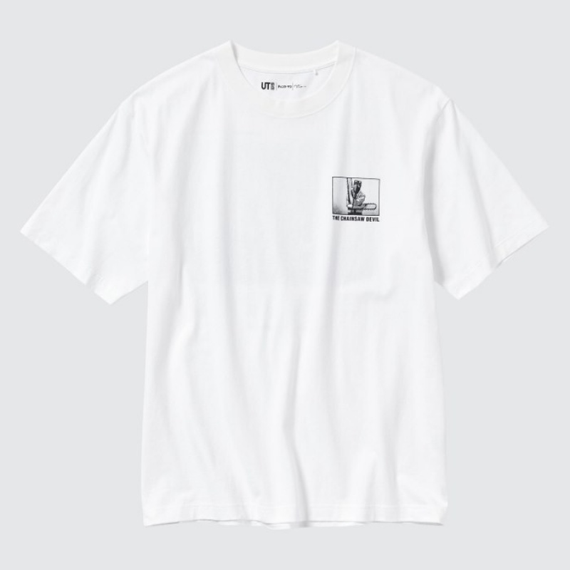 White Uniqlo Chainsaw Man × Kosuke Kawamura UT Oversized Short-Sleeve Denji Women T Shirts | 7204099