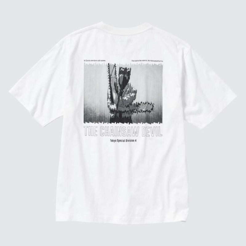 White Uniqlo Chainsaw Man × Kosuke Kawamura UT Oversized Short-Sleeve Denji Women T Shirts | 7204099