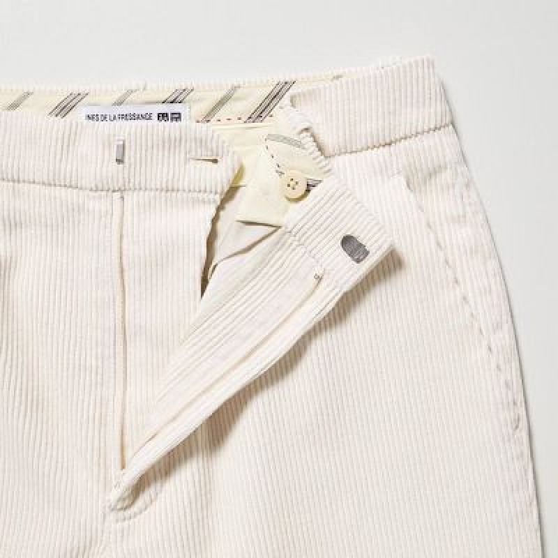 White Uniqlo Corduroy Tapered Ankle Women Pants | 5752271