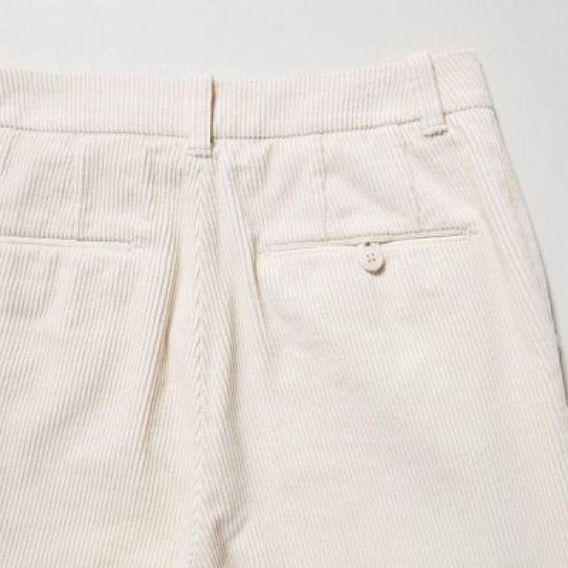White Uniqlo Corduroy Tapered Ankle Women Pants | 5752271