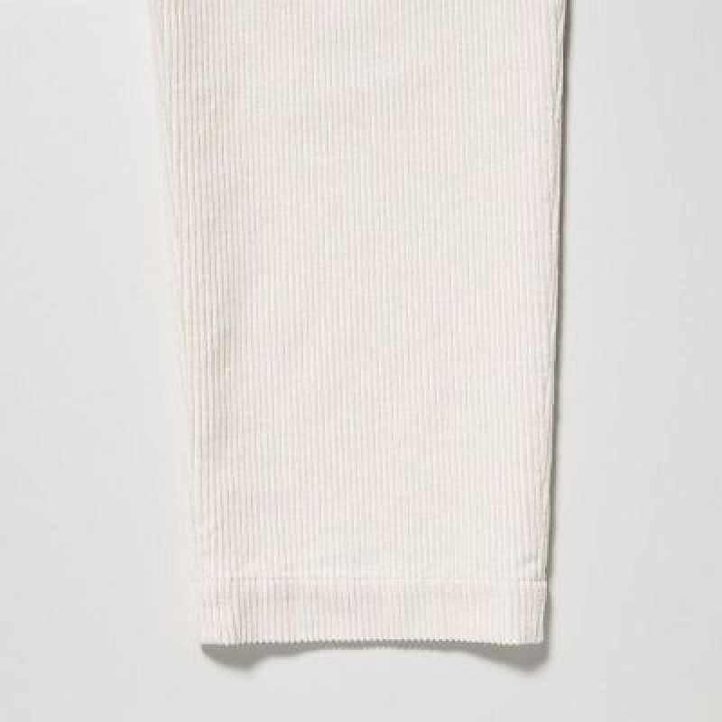 White Uniqlo Corduroy Tapered Ankle Women Pants | 5752271