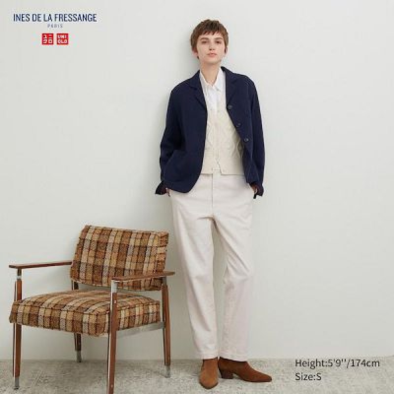 White Uniqlo Corduroy Tapered Ankle Women Pants | 5752271