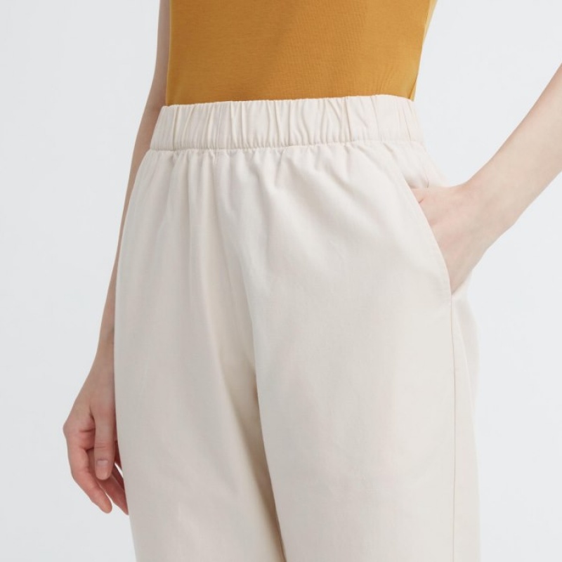 White Uniqlo Cotton Relaxed Ankle Lounge Women Pants | 804438