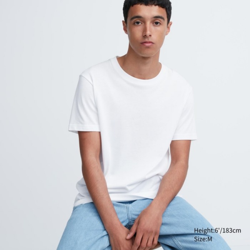 White Uniqlo Dry Color Crew Neck Short-Sleeve Women T Shirts | 8098364