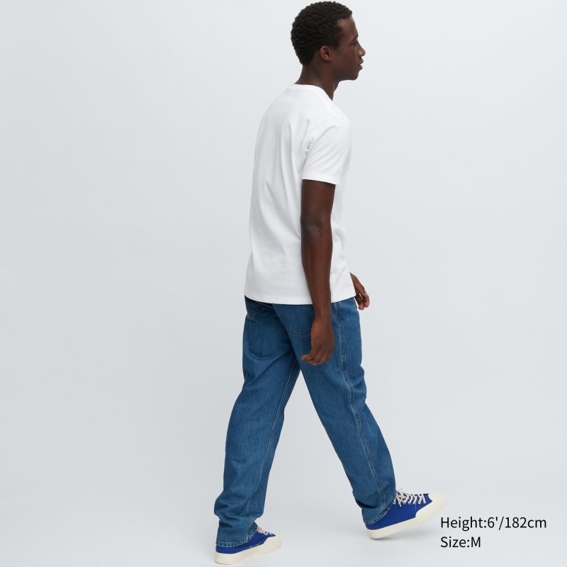 White Uniqlo Dry Color V-Neck Short-Sleeve Men T Shirts | 1524103