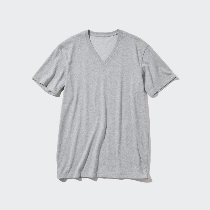 White Uniqlo Dry Color V-Neck Short-Sleeve Women T Shirts | 11723