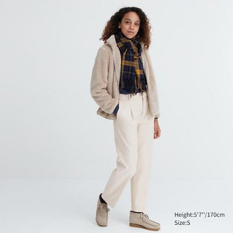 White Uniqlo HEATTECH Pleated Tapered Women Pants | 2282751