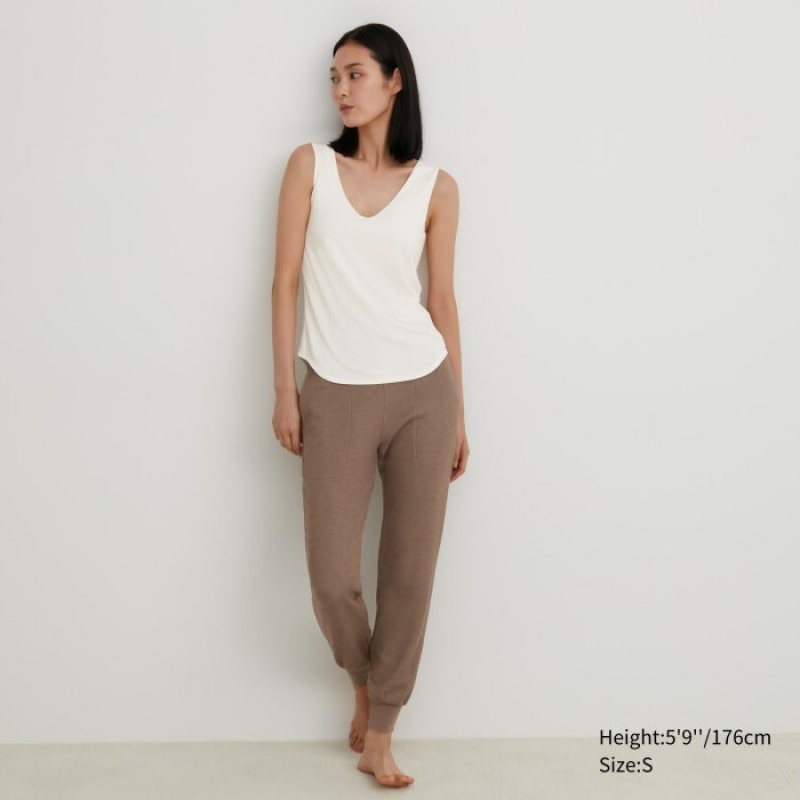 White Uniqlo HEATTECH Sleeveless Silk Blend Women Tank Top | 7528880
