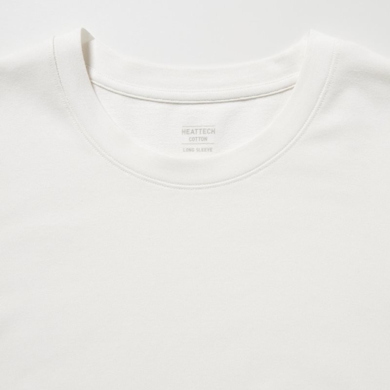 White Uniqlo Heattech Cotton Crew Neck Extra Warm Men T Shirts | 3894463