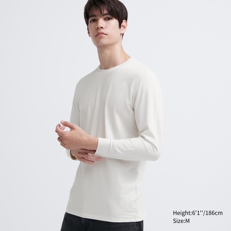 White Uniqlo Heattech Cotton Crew Neck Extra Warm Men T Shirts | 3894463