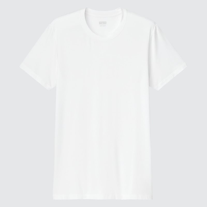 White Uniqlo Heattech Short-sleeve Men T Shirts | 5091028
