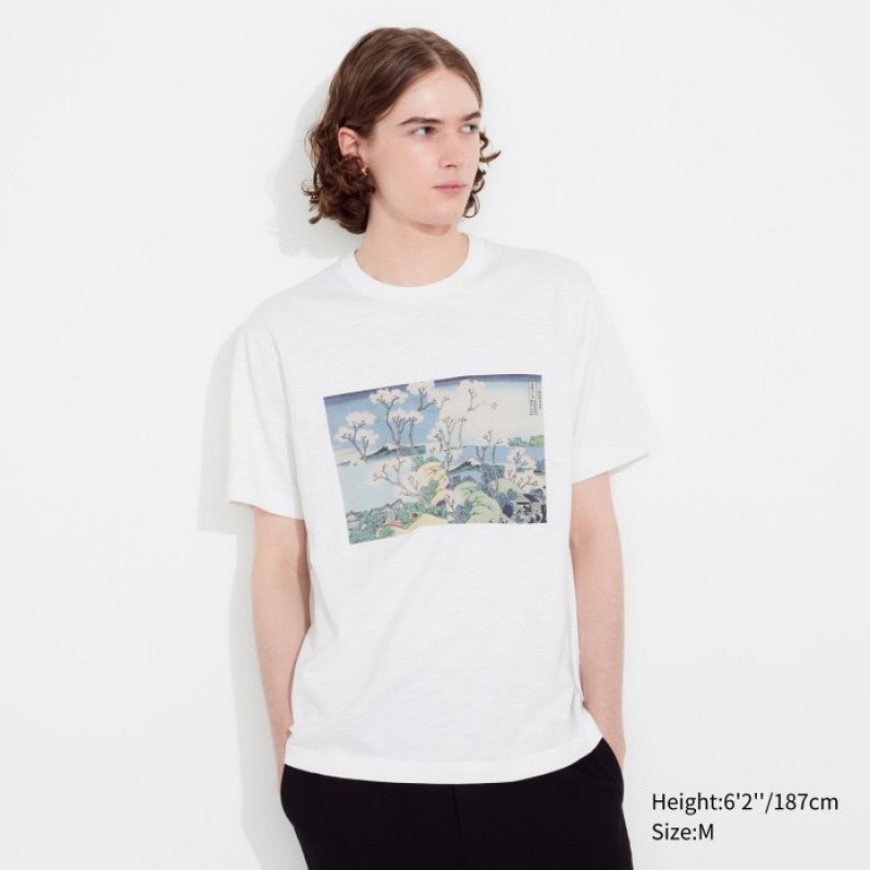 White Uniqlo Hokusai UT Short Sleeve Women T Shirts | 1539954