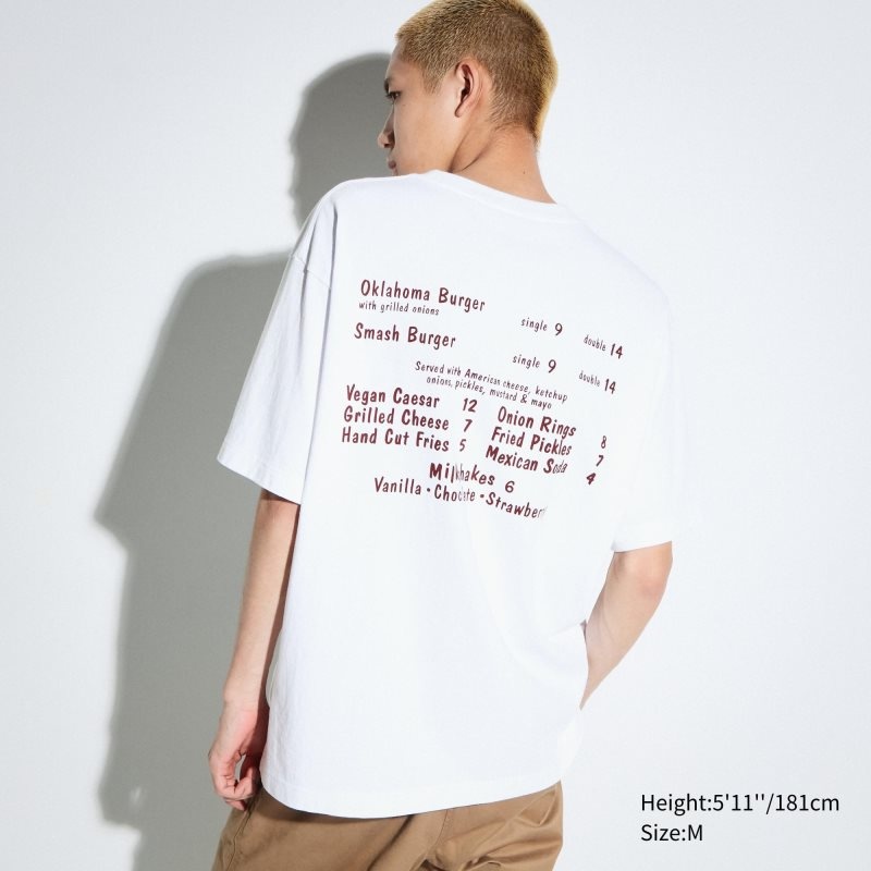 White Uniqlo L.A. Eats Ut Oversized Short-sleeve Graphic Burger She Wrote Men T Shirts | 4179607