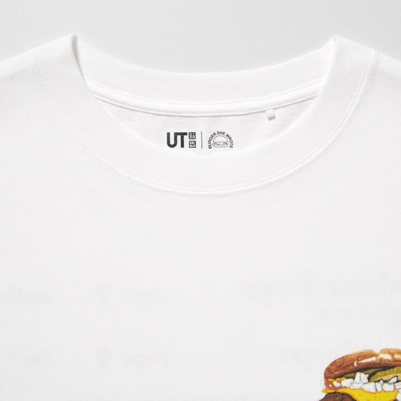 White Uniqlo L.A. Eats Ut Oversized Short-sleeve Graphic Burger She Wrote Men T Shirts | 4179607