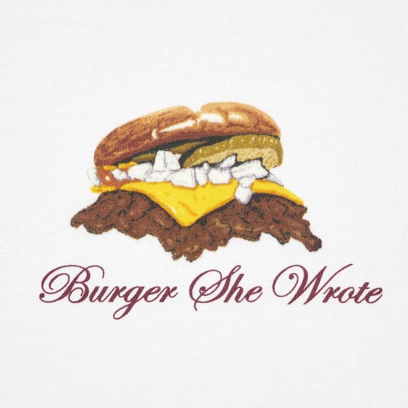 White Uniqlo L.A. Eats Ut Oversized Short-sleeve Graphic Burger She Wrote Men T Shirts | 4179607