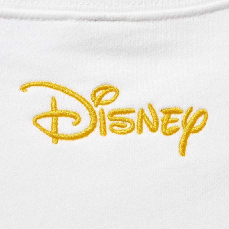 White Uniqlo Mickey Shines Long-Sleeve Women Sweatshirts | 4330802