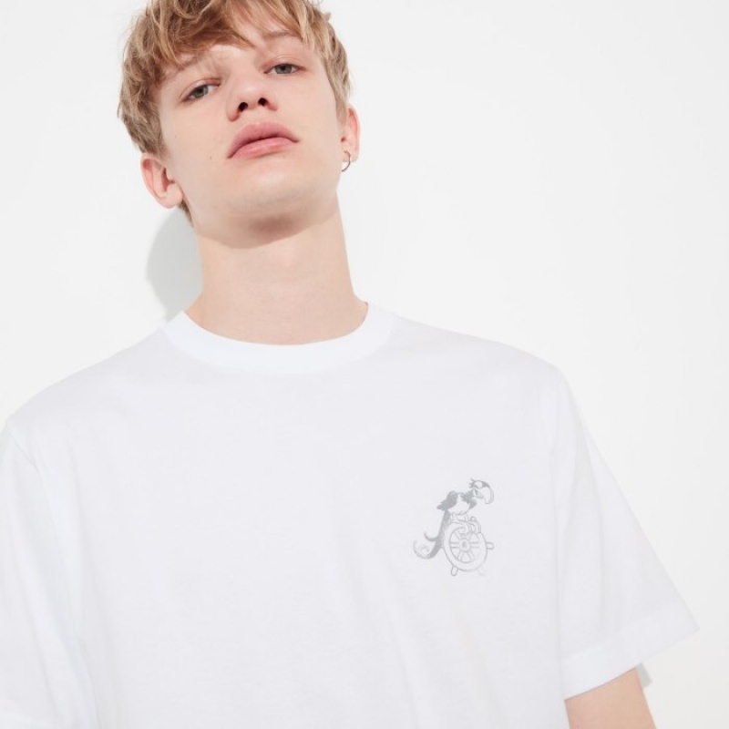 White Uniqlo Mickey Shines UT Short-Sleeve Women T Shirts | 1414174