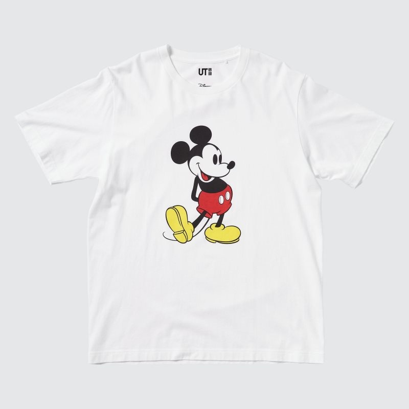White Uniqlo Mickey Stands Ut Short-sleeve Graphic Men T Shirts | 2802989
