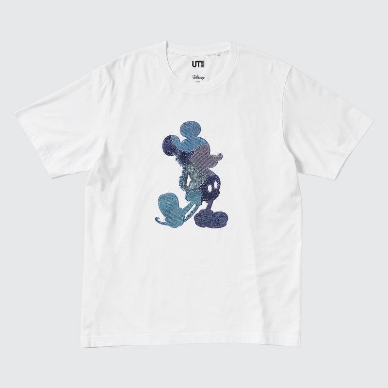 White Uniqlo Mickey Stands Ut Short-sleeve Graphic Men T Shirts | 4293536
