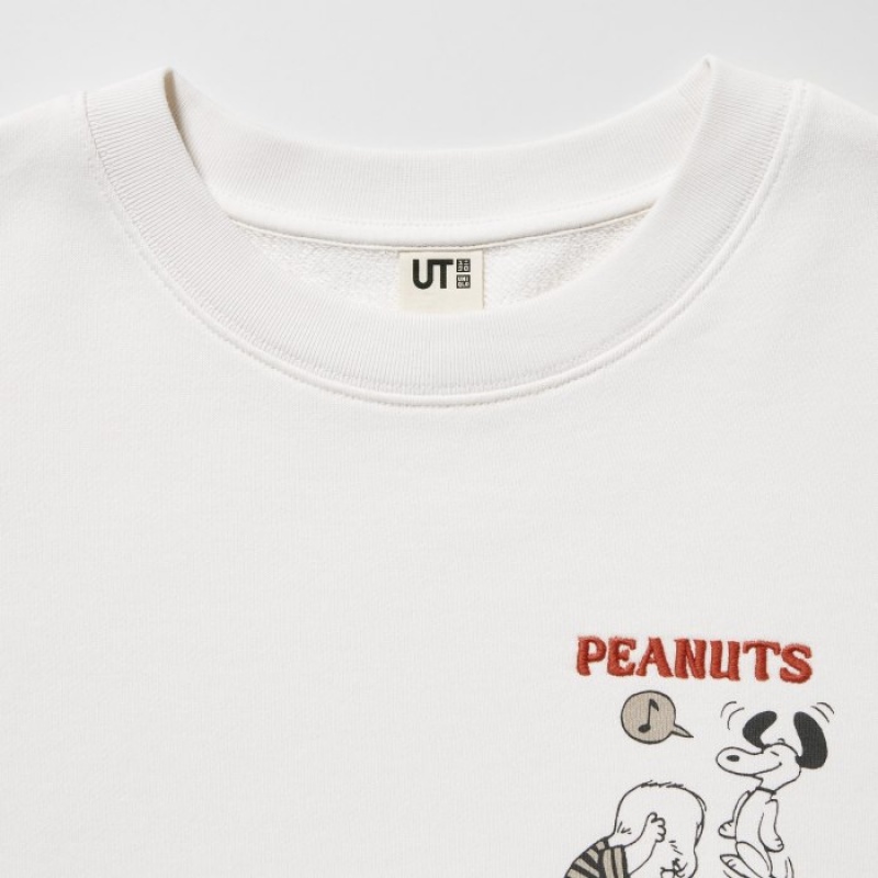 White Uniqlo PEANUTS Dance Time with Snoopy Long-Sleeve Women Sweatshirts | 6345783