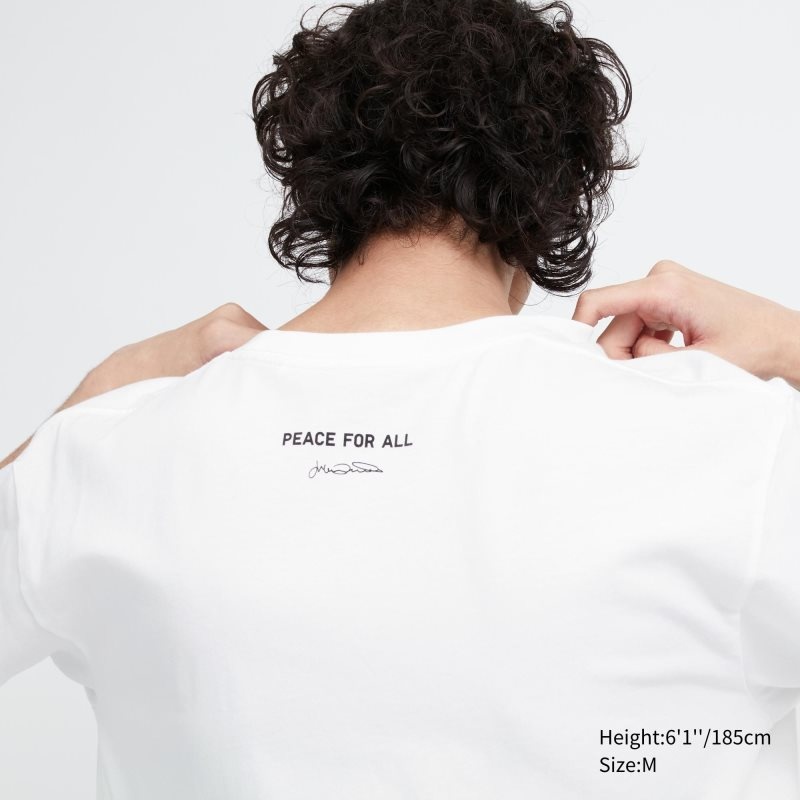 White Uniqlo Peace For All Julian Opie Short-sleeve Graphic Men T Shirts | 3981640