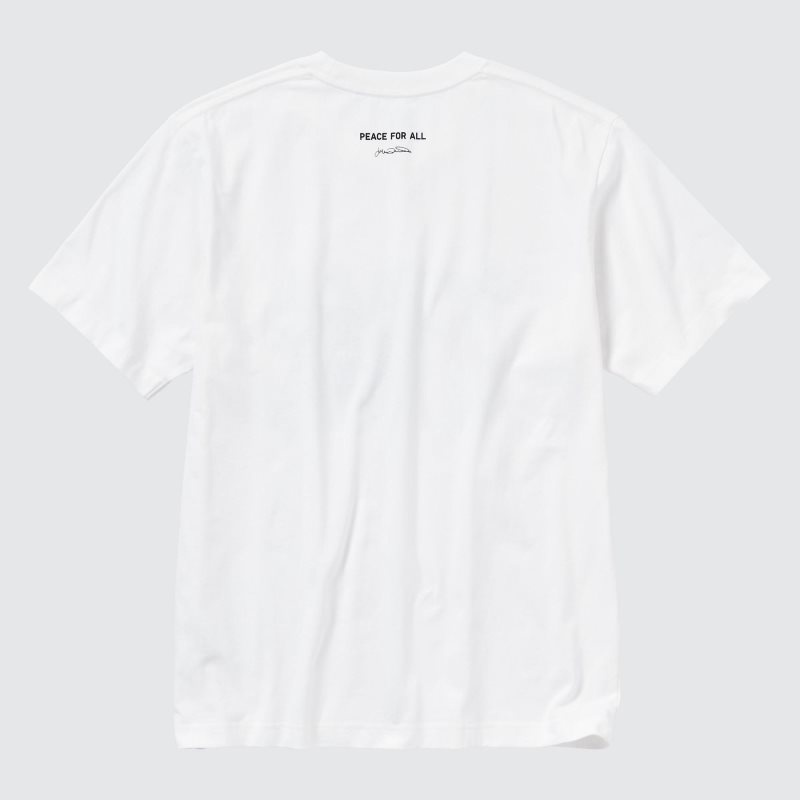 White Uniqlo Peace For All Julian Opie Short-sleeve Graphic Men T Shirts | 3981640