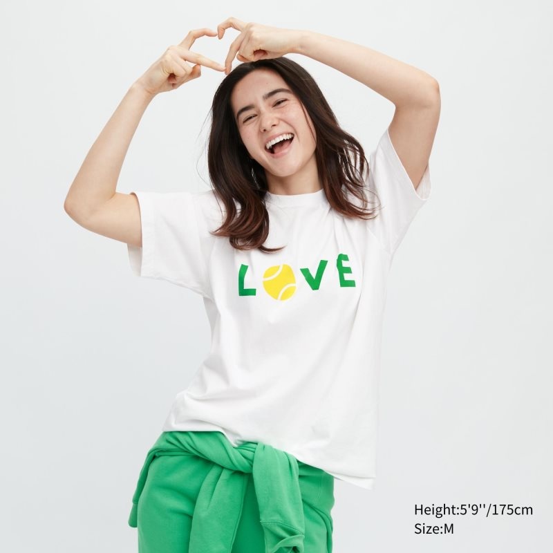 White Uniqlo Peace For All Roger Federer Short-sleeve Graphic Men T Shirts | 618934