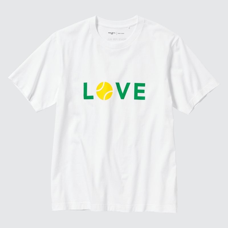 White Uniqlo Peace For All Roger Federer Short-sleeve Graphic Men T Shirts | 618934