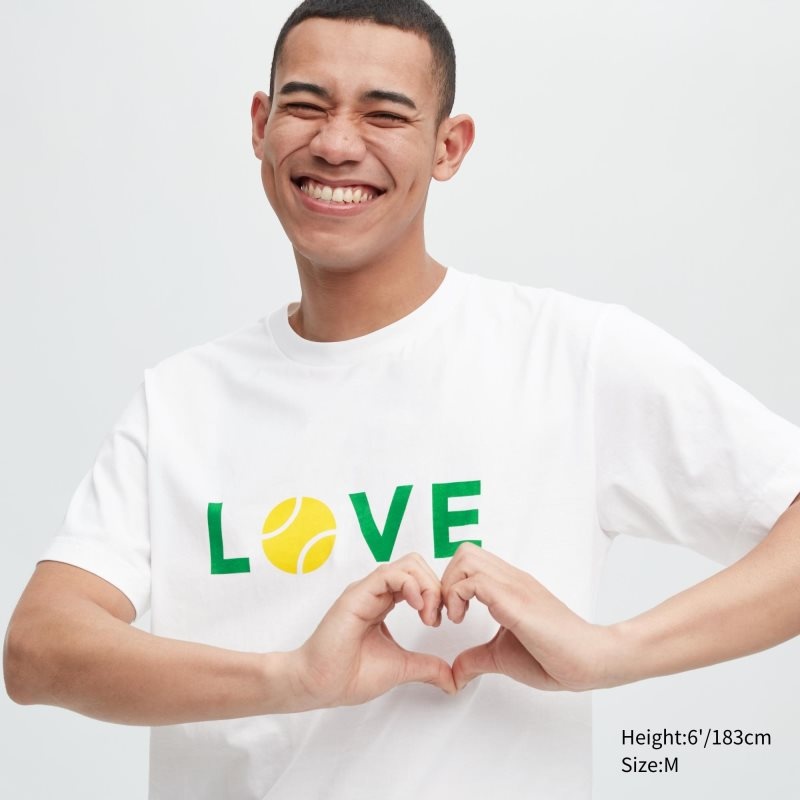 White Uniqlo Peace For All Roger Federer Short-sleeve Graphic Men T Shirts | 618934