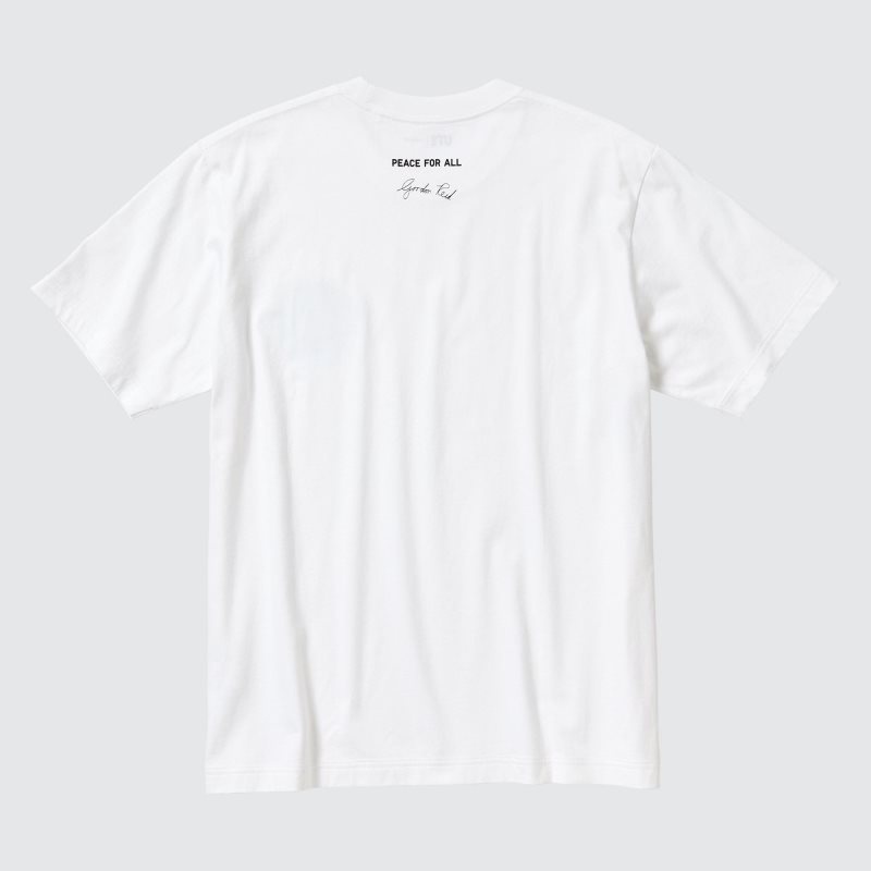 White Uniqlo Peace For All Ut Gordon Reid Short-sleeve Graphic Men T Shirts | 2705003