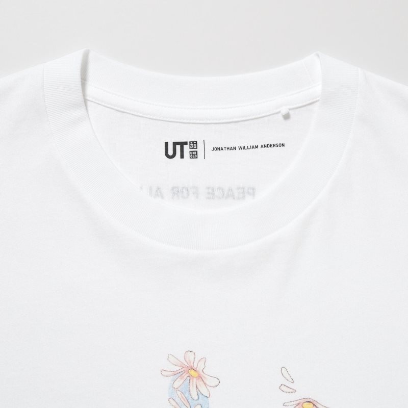 White Uniqlo Peace For All Ut Jw Anderson Short-sleeve Graphic Men T Shirts | 4462973