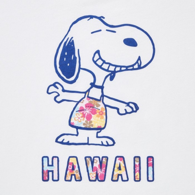 White Uniqlo Peanuts Hawaii UT Short-Sleeve Women T Shirts | 7936040