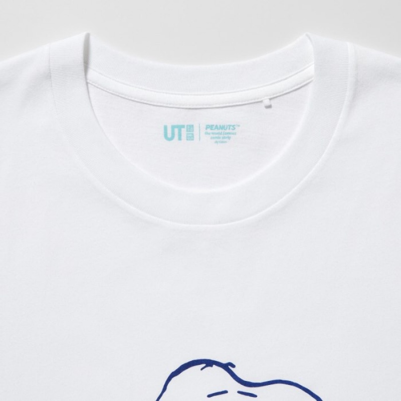 White Uniqlo Peanuts Hawaii UT Short Sleeve Women T Shirts | 2699426