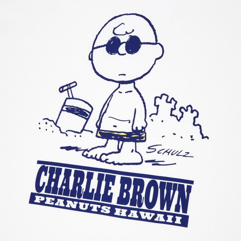 White Uniqlo Peanuts Hawaii Ut Short Sleeve Graphic Men T Shirts | 7753820