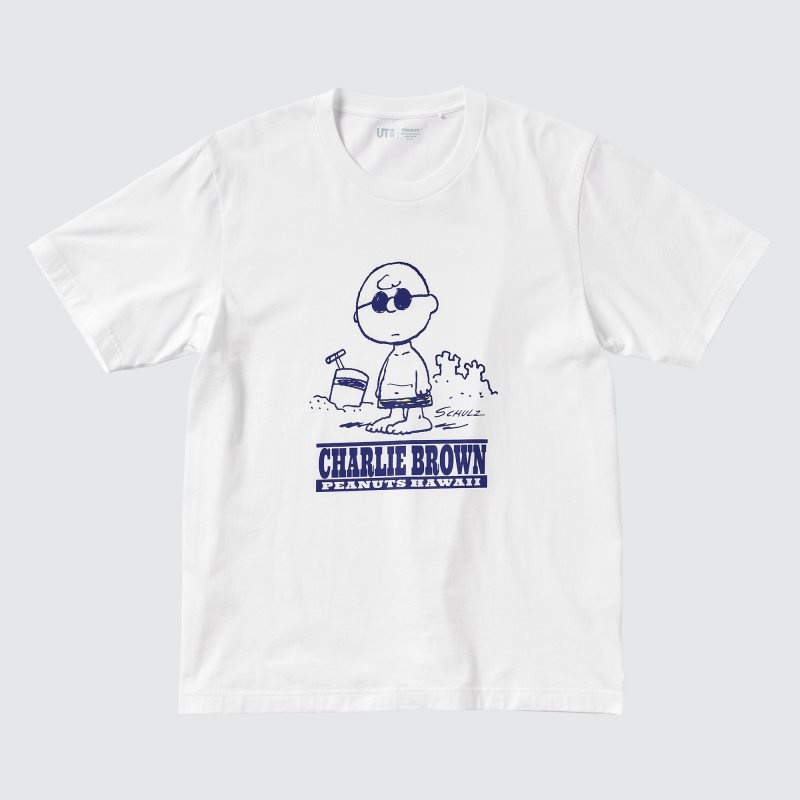 White Uniqlo Peanuts Hawaii Ut Short Sleeve Graphic Men T Shirts | 7753820