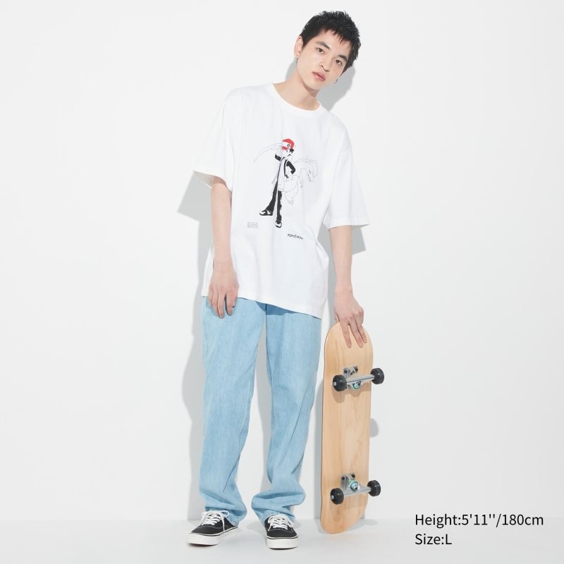 White Uniqlo Pokémon Masters Ex Ut Oversized Short-sleeve Graphic Men T Shirts | 4404537