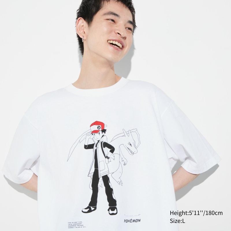 White Uniqlo Pokémon Masters Ex Ut Oversized Short-sleeve Graphic Men T Shirts | 4404537