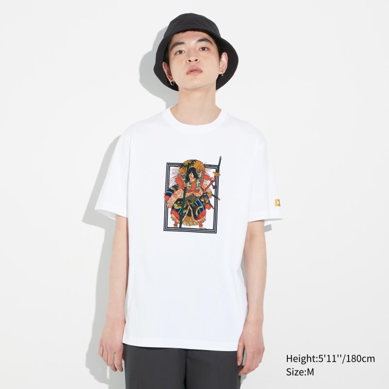 White Uniqlo Shochiku Kabuki Ut Short-sleeve Graphic Men T Shirts | 7704868