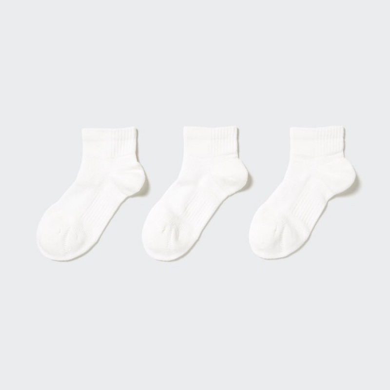 White Uniqlo Short 3 Pack Sports/Piled Women Socks | 379406
