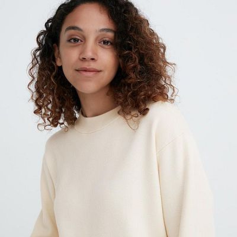 White Uniqlo Souffle Yarn Long-Sleeve Women Dress | 5297222