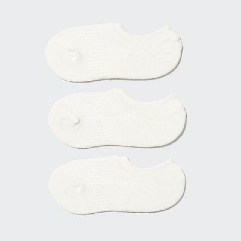 White Uniqlo Sport Footsies (3 Pairs) Women Socks | 6580459