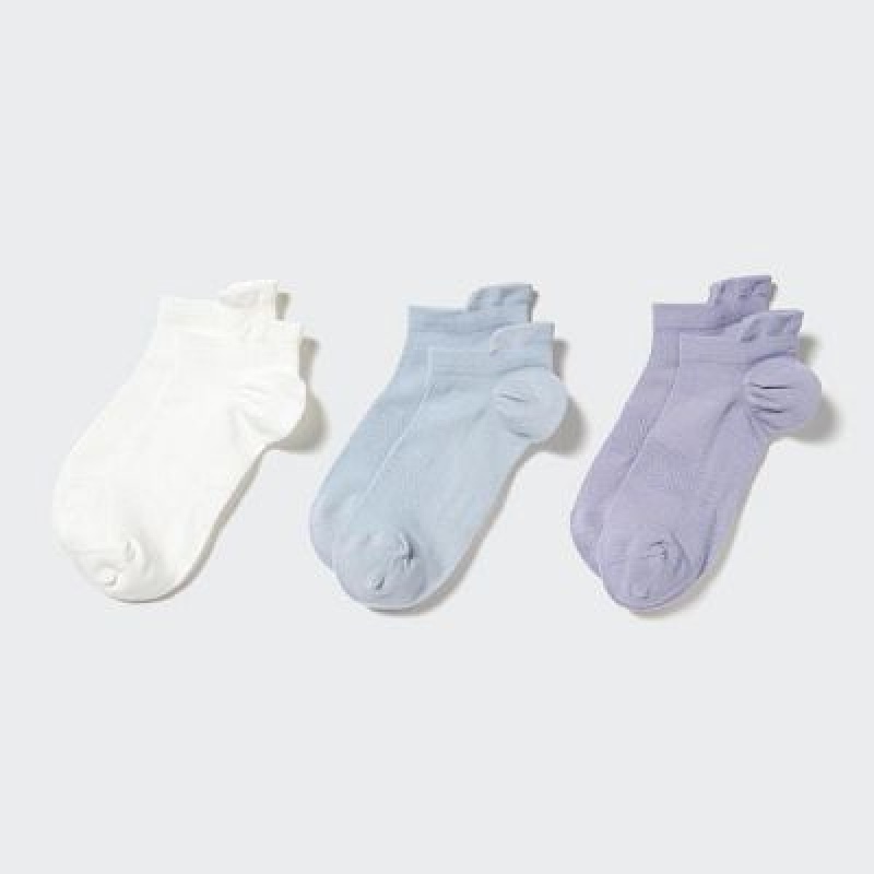 White Uniqlo Sport Short (3 Pairs) Women Socks | 5103200