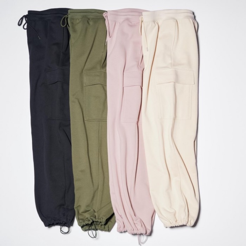White Uniqlo Sweat Cargo Women Pants | 409525