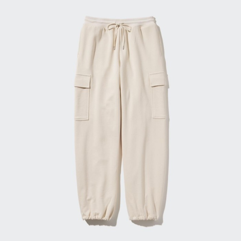 White Uniqlo Sweat Cargo Women Pants | 409525