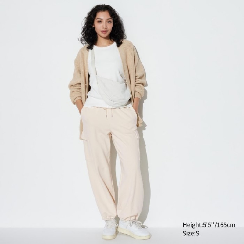 White Uniqlo Sweat Cargo Women Pants | 409525