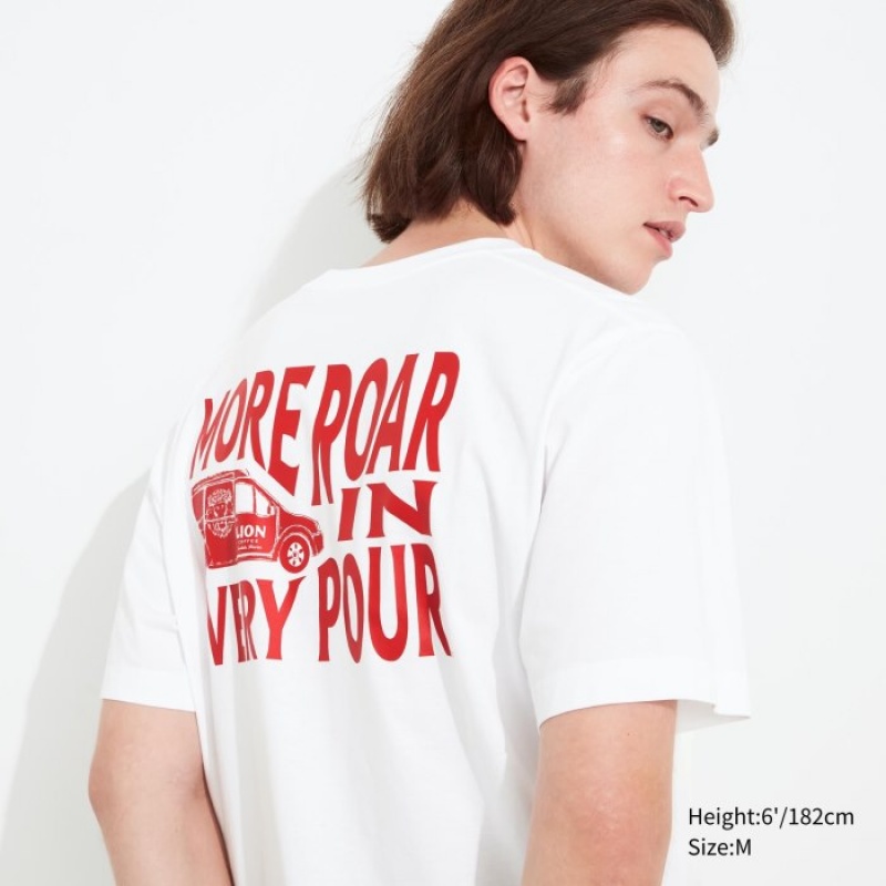 White Uniqlo The Brands Hawaii UT Short-Sleeve Lion Coffee Women T Shirts | 2237122