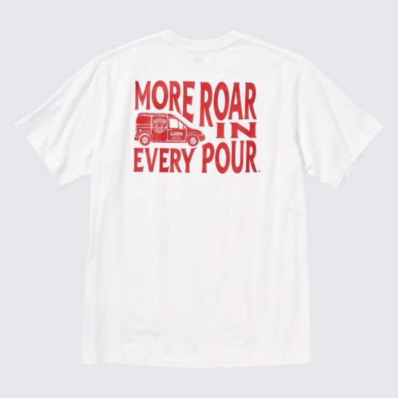 White Uniqlo The Brands Hawaii UT Short-Sleeve Lion Coffee Women T Shirts | 2237122