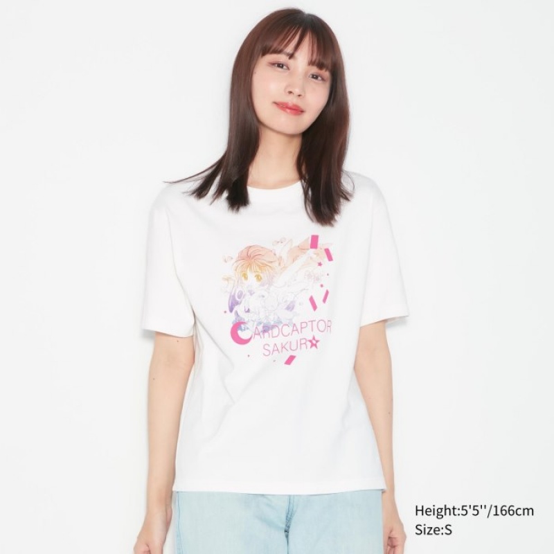 White Uniqlo The World of CLAMP UT Short Sleeve Women T Shirts | 8383027