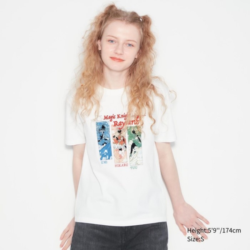 White Uniqlo The World of CLAMP UT Short Sleeve Women T Shirts | 9961147